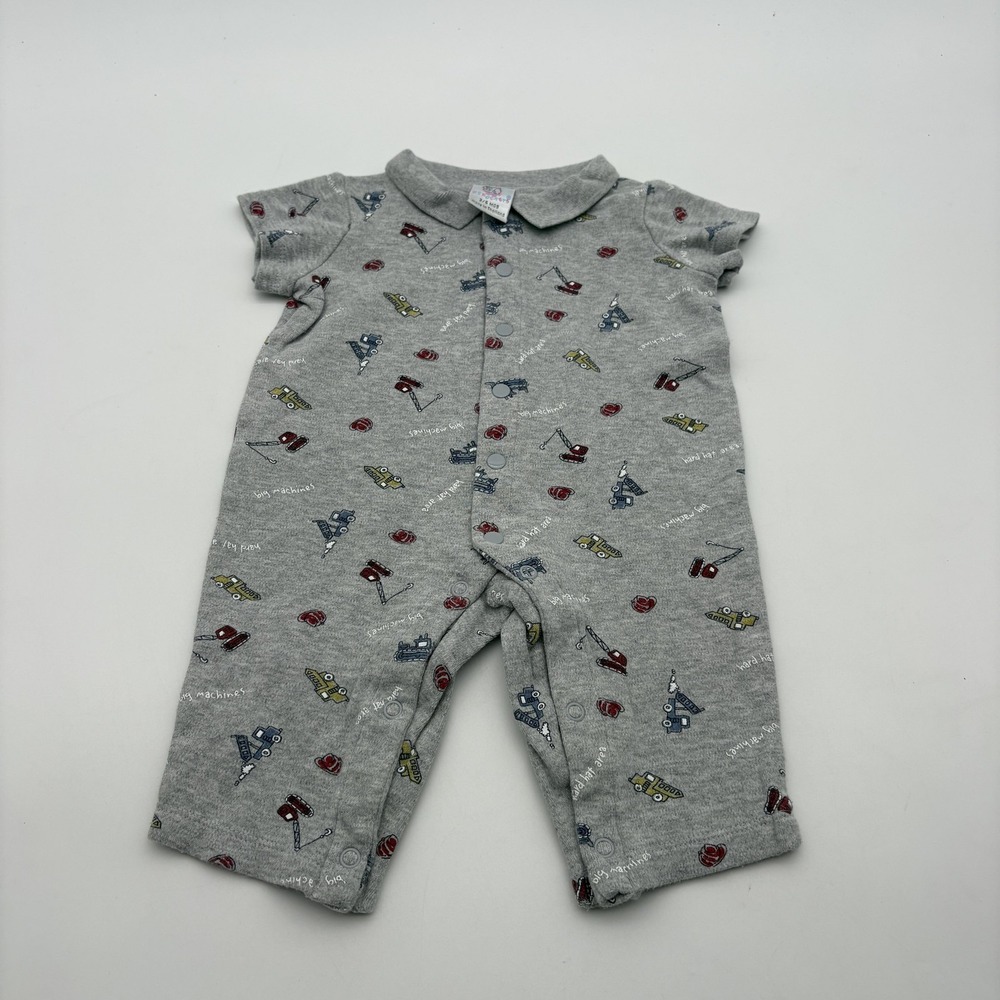 Baby Sprockets Coverall Boys 3-6‎ Months Gray Construction Vehicle One Piece